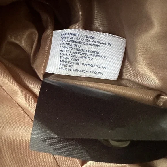 NWT St. John’s Bay Tan Wool Cashmere Blend Zip Toggle Jacket Coat Petite Large - Picture 4 of 8